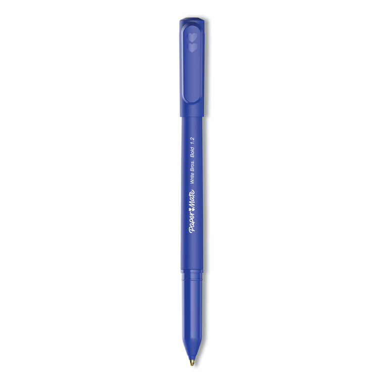 Write Bros. Ballpoint Pen, Stick, Bold 1.2 Mm, Blue Ink, Blue Barrel, Dozen - PAP2124513