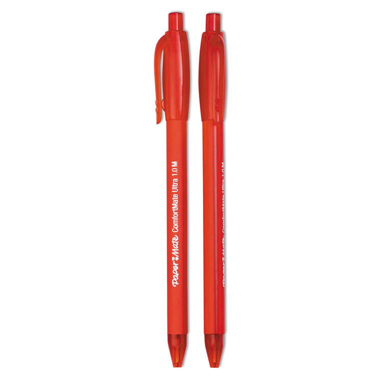 Comfortmate Ultra Ballpoint Pen, Retractable, Medium 1 Mm, Red Ink, Red Barrel, Dozen - PAP6320187