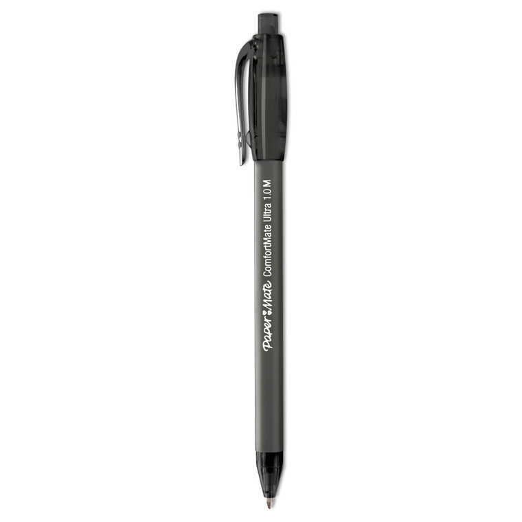 Comfortmate Ultra Ballpoint Pen, Retractable, Medium 1 Mm, Black Ink, Black Barrel, Dozen - PAP6330187