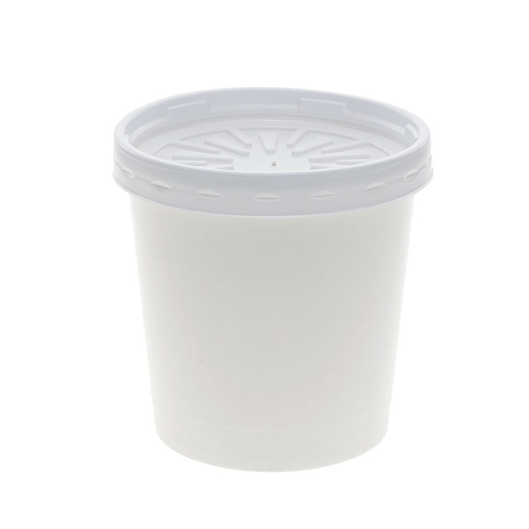 Paper Round Food Container And Lid Combo, 16 Oz, 3.75" Diameter X 3.88h", White, 250/carton - PCTD16RBLD
