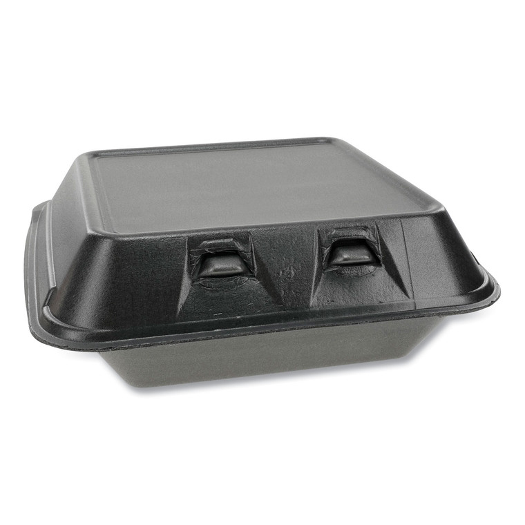 Smartlock Foam Hinged Containers, Medium, 8 X 8.5 X 3, Black, 150/carton - PCTYHLB08010000