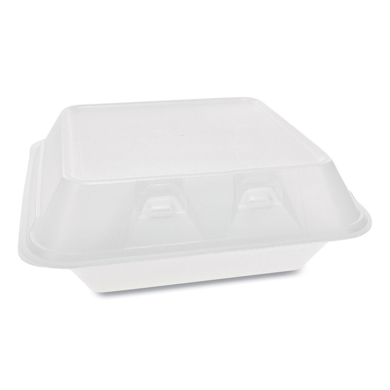 Smartlock Foam Hinged Containers, Medium, 3-Compartment, 8 X 8.5 X 3, White, 150/carton - PCTYHLW08030000