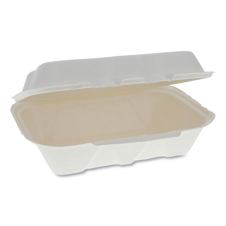 Earthchoice Bagasse Hinged Lid Container, Dual Tab Lock, 9.1 X 6.1 X 3.3, Natural, 150/carton - PCTYMCH00890001