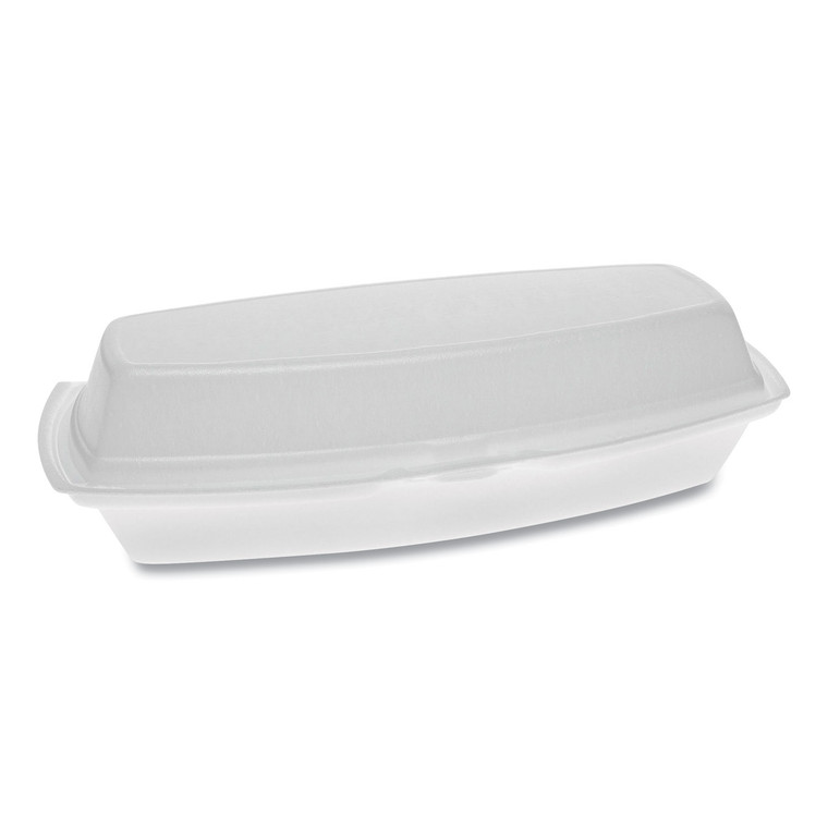 Foam Hinged Lid Containers, Single Tab Lock Hot Dog, 7.25 X 3 X 2, White, 504/carton - PCTYTH100980000
