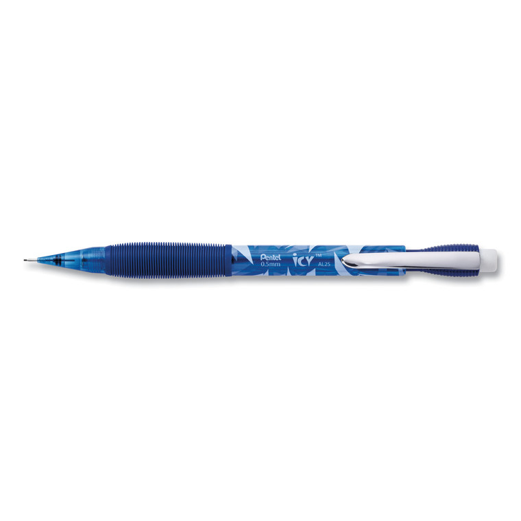 Icy Mechanical Pencil, 0.5 Mm, Hb (#2.5), Black Lead, Transparent Blue Barrel, Dozen - PENAL25TC
