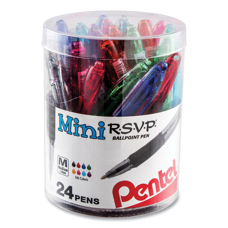 R.s.v.p. Mini Ballpoint Pen, Stick, Medium 1 Mm, Assorted Ink And Barrel Colors, 24/pack - PENBK91MN24M