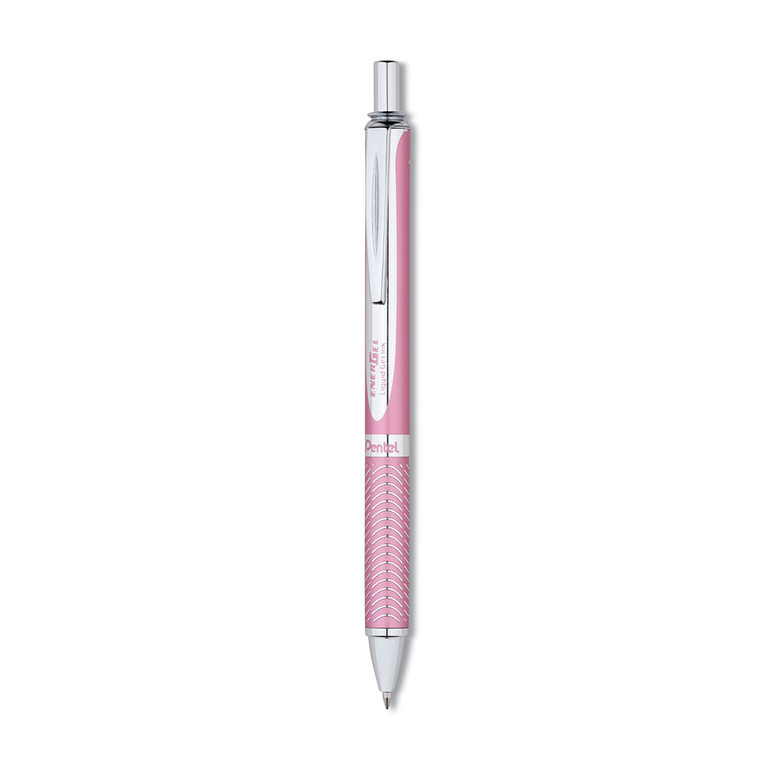 Energel Alloy Rt Gel Pen, Retractable, Medium 0.7 Mm, Black Ink, Pink Barrel - PENBL407PA