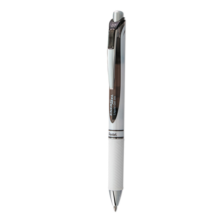 Energel Rtx Gel Pen, Retractable, Medium 0.7 Mm, Black Ink, White/black Barrel - PENBL77PWA