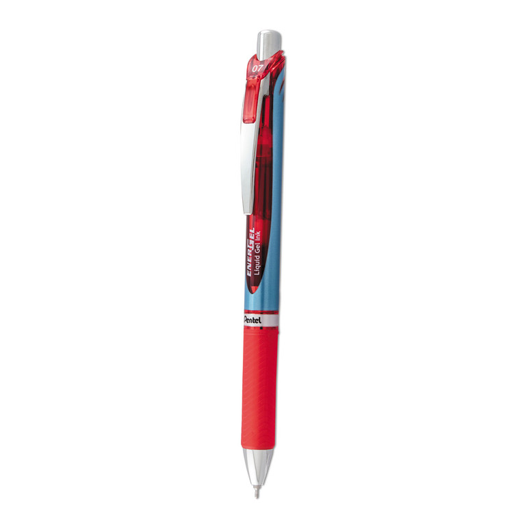 Energel Rtx Gel Pen, Retractable, Medium 0.7 Mm Needle Tip, Red Ink, Red/gray Barrel - PENBLN77B