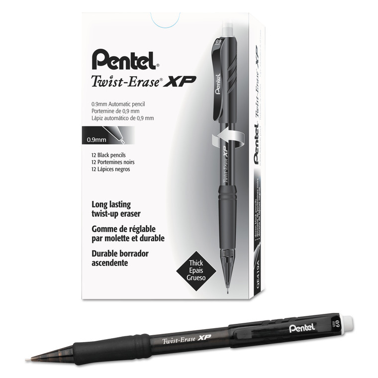 Twist-Erase Express Mechanical Pencil, 0.9 Mm, Hb (#2.5), Black Lead, Black Barrel, Dozen - PENQE419A
