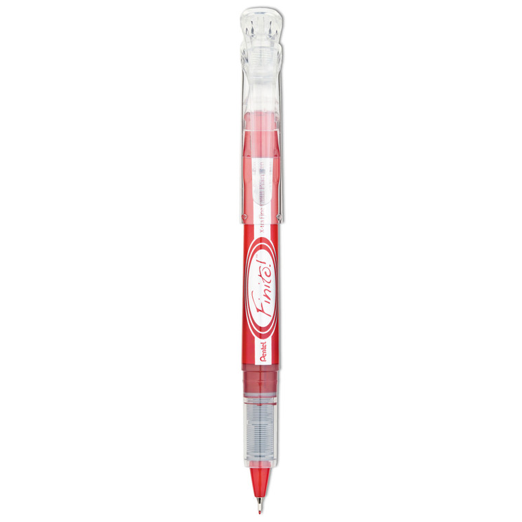 Finito! Porous Point Pen, Stick, Extra-Fine 0.4 Mm, Red Ink, Red/silver Barrel - PENSD98B