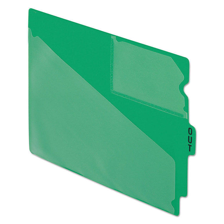 Colored Poly Out Guides With Center Tab, 1/3-Cut End Tab, Out, 8.5 X 11, Green, 50/box - PFX13543