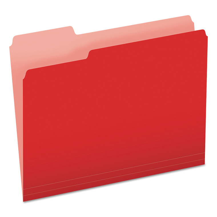 Colored File Folders, 1/3-Cut Tabs, Letter Size, Red/light Red, 100/box - PFX15213RED