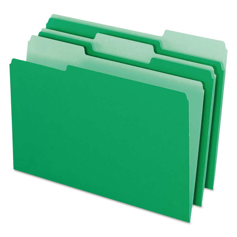 Colored File Folders, 1/3-Cut Tabs, Legal Size, Green/light Green, 100/box - PFX15313BGR
