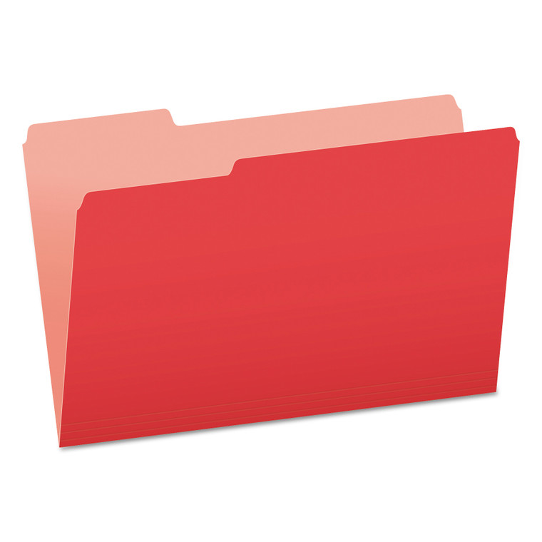 Colored File Folders, 1/3-Cut Tabs, Legal Size, Red/light Red, 100/box - PFX15313RED