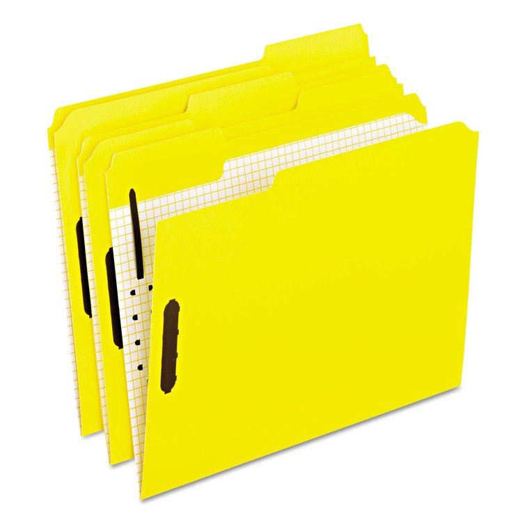 Colored Folders With Two Embossed Fasteners, 1/3-Cut Tabs, Letter Size, Yellow, 50/box - PFX21309