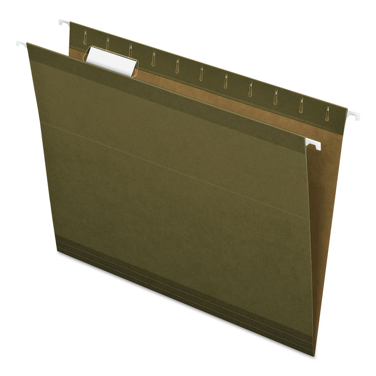 Reinforced Hanging File Folders, Letter Size, 1/5-Cut Tab, Standard Green, 25/box - PFX415215