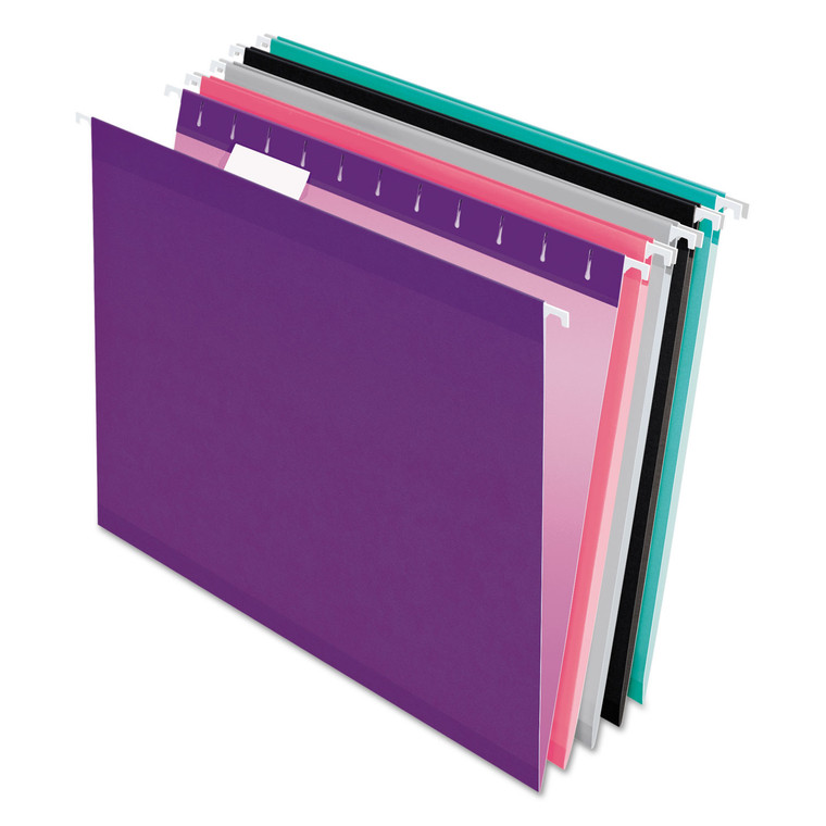 Colored Reinforced Hanging Folders, Letter Size, 1/5-Cut Tab, Assorted, 25/box - PFX415215ASST2