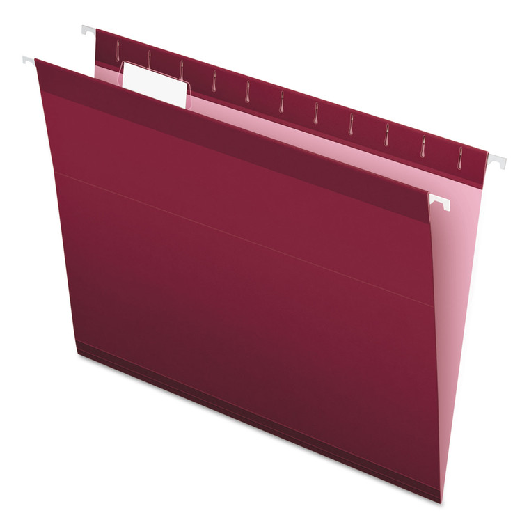 Colored Reinforced Hanging Folders, Letter Size, 1/5-Cut Tab, Burgundy, 25/box - PFX415215BUR