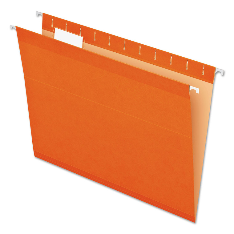 Colored Reinforced Hanging Folders, Letter Size, 1/5-Cut Tab, Orange, 25/box - PFX415215ORA
