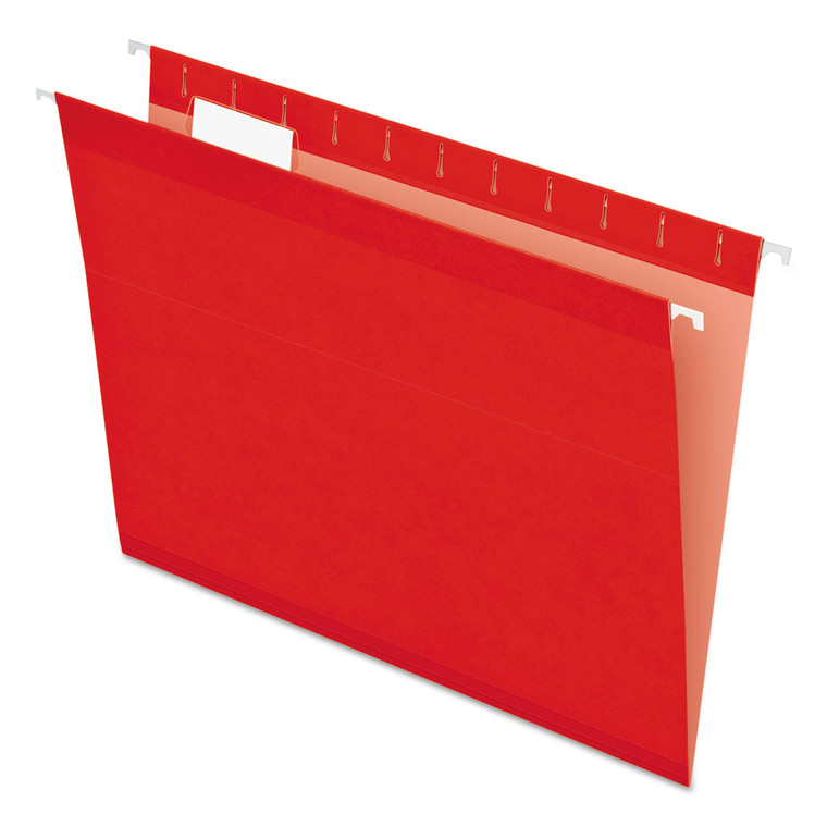 Colored Reinforced Hanging Folders, Letter Size, 1/5-Cut Tab, Red, 25/box - PFX415215RED