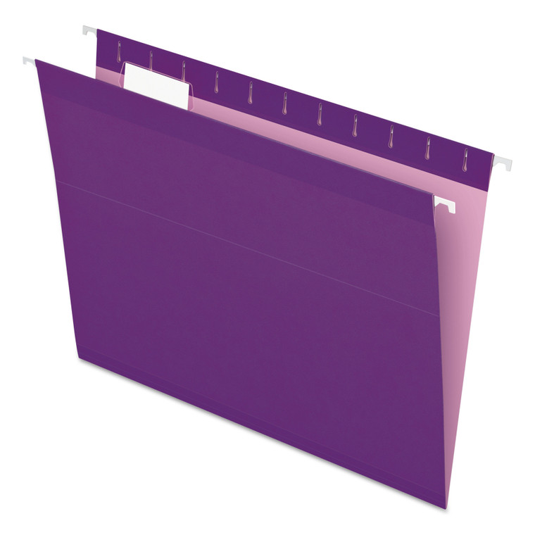 Colored Reinforced Hanging Folders, Letter Size, 1/5-Cut Tab, Violet, 25/box - PFX415215VIO