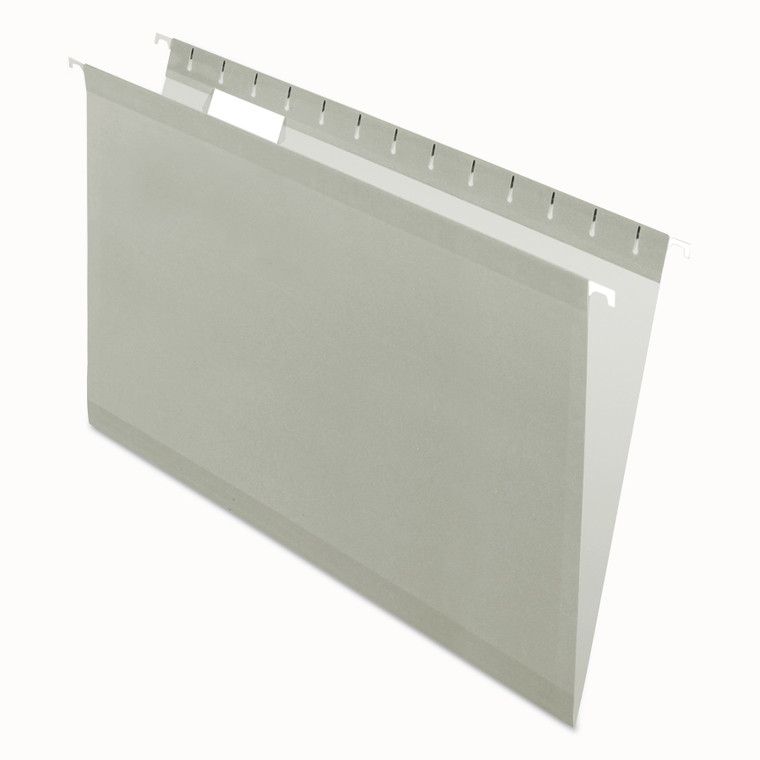 Colored Reinforced Hanging Folders, Legal Size, 1/5-Cut Tab, Gray, 25/box - PFX415315GRA