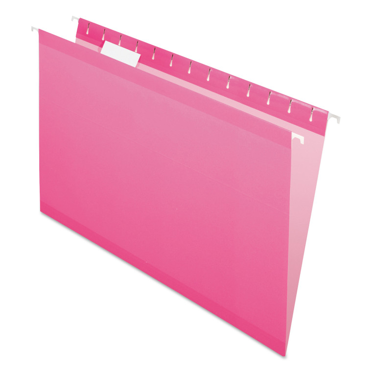 Colored Reinforced Hanging Folders, Legal Size, 1/5-Cut Tab, Pink, 25/box - PFX415315PIN