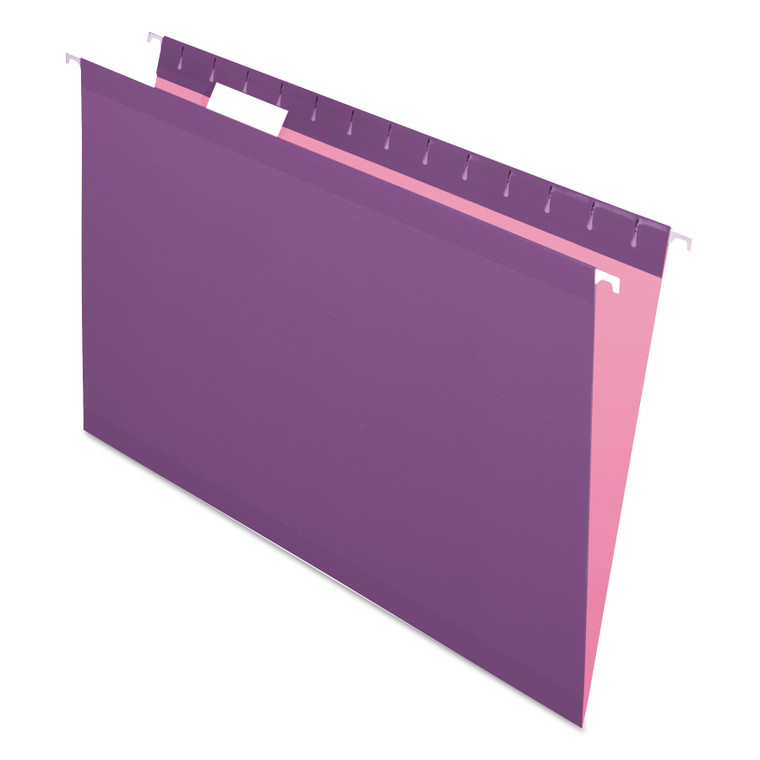 Colored Reinforced Hanging Folders, Legal Size, 1/5-Cut Tab, Violet, 25/box - PFX415315VIO