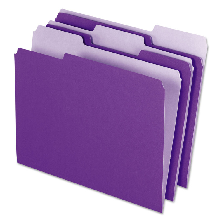 Interior File Folders, 1/3-Cut Tabs, Letter Size, Violet, 100/box - PFX421013VIO