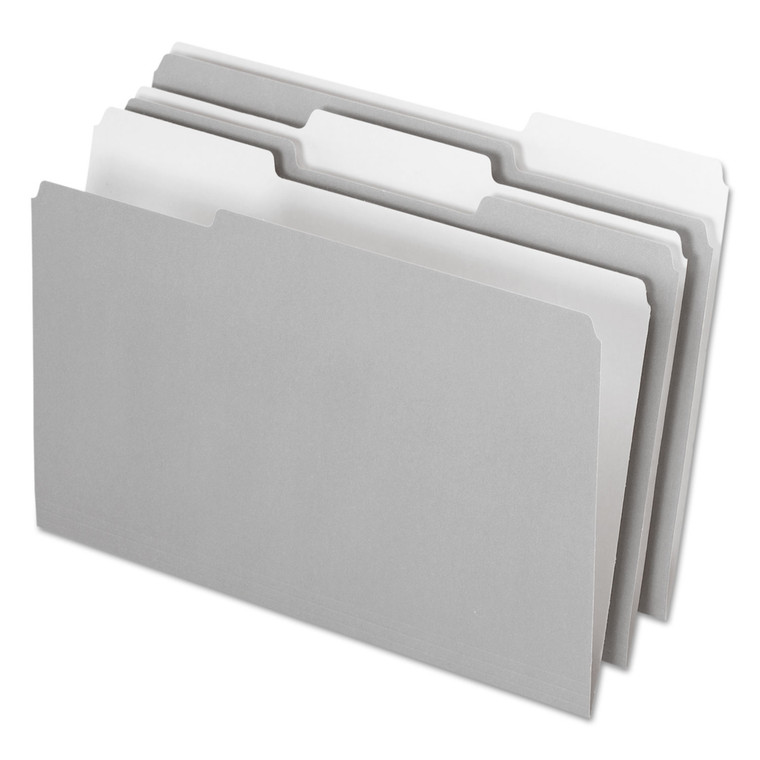 Interior File Folders, 1/3-Cut Tabs, Legal Size, Gray, 100/box - PFX435013GRA