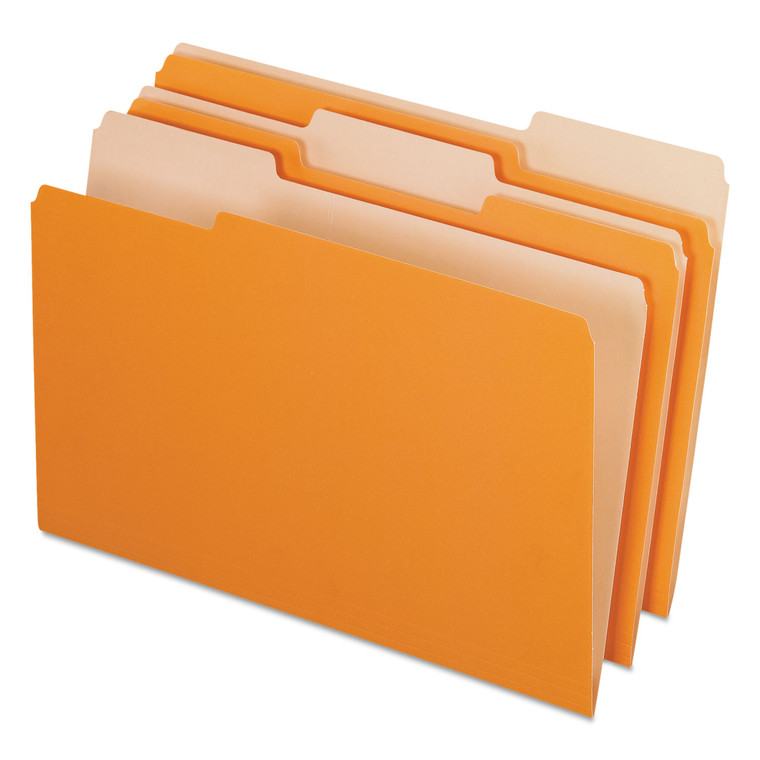 Interior File Folders, 1/3-Cut Tabs, Legal Size, Orange, 100/box - PFX435013ORA
