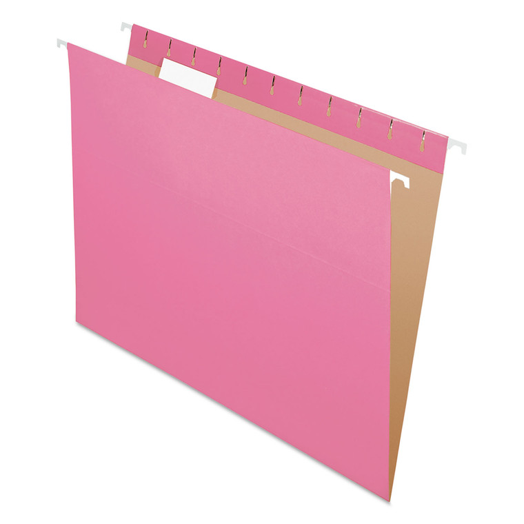 Colored Hanging Folders, Letter Size, 1/5-Cut Tab, Pink, 25/box - PFX81609