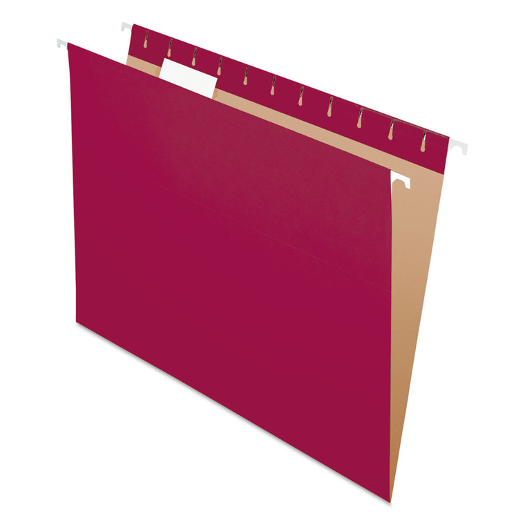 Colored Hanging Folders, Letter Size, 1/5-Cut Tab, Burgundy, 25/box - PFX81613