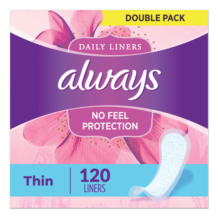 Thin Daily Panty Liners, Regular, 120/pack - PGC10796PK