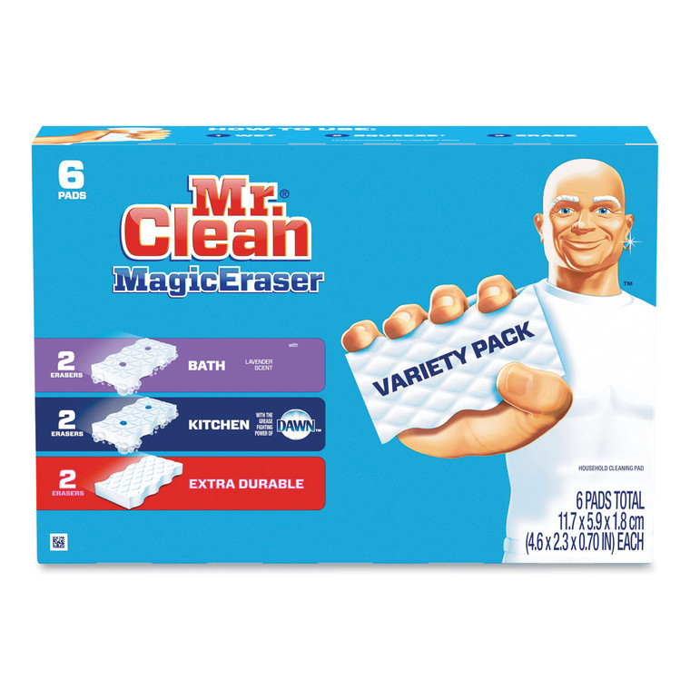 Magic Eraser Variety Pack, Extra Durable; Bath; Kitchen, White, 4.6 X 2.3, 0.7" Thick, White 6/pack - PGC69523PK