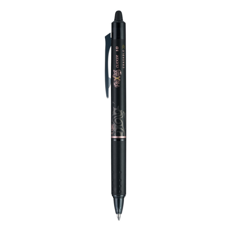 Frixion Clicker Erasable Gel Pen, Retractable, Bold 1 Mm, Black Ink, Black Barrel, Dozen - PIL11384