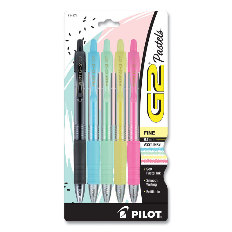 G2 Pastel Gel Pen, Retractable, Fine 0.7 Mm, Assorted Pastel Ink And Barrel Colors, 5/pack - PIL14171