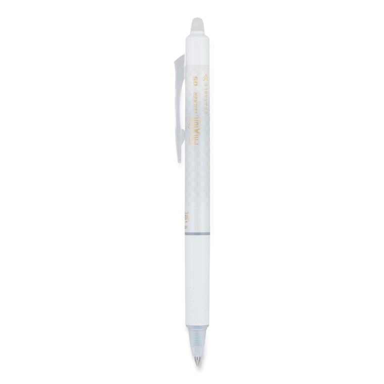 Frixion Clicker Design Erasable Gel Pen, Retractable, Extra-Fine 0.5 Mm, Black Ink, White Barrel, Dozen - PIL15128