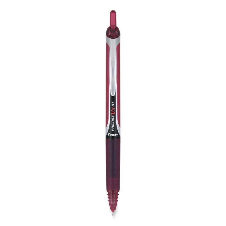 Precise V5rt Roller Ball Pen, Retractable, Extra-Fine 0.5 Mm, Burgundy Ink, Burgundy/silver Barrel, Dozen - PIL15137