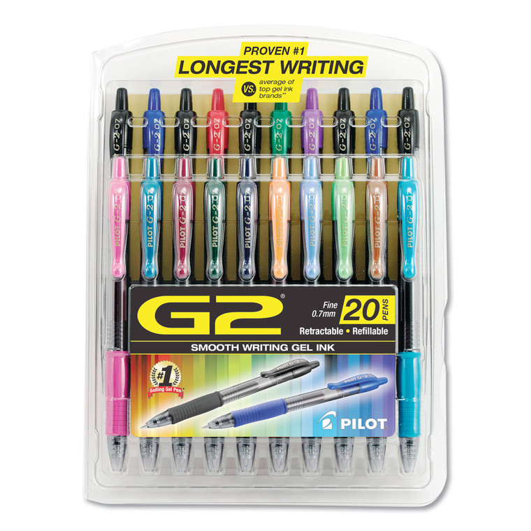 G2 Premium Gel Pen, Retractable, Fine 0.7 Mm, Assorted Ink And Barrel Colors, 20/pack - PIL31294