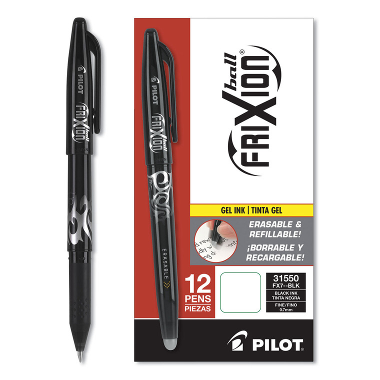 Frixion Ball Erasable Gel Pen, Stick, Fine 0.7 Mm, Black Ink, Black Barrel - PIL31550