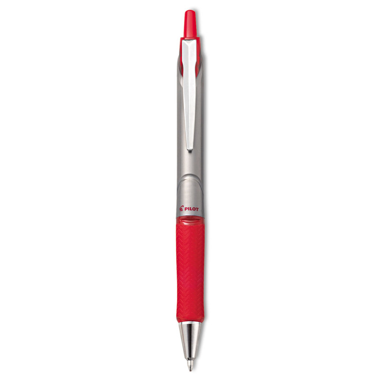 Acroball Pro Advanced Ink Ballpoint Pen, Retractable, Medium 1 Mm, Red Ink, Silver Barrel, Dozen - PIL31912