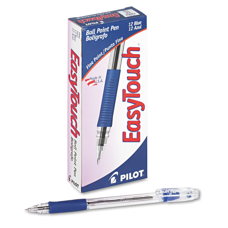 Easytouch Ballpoint Pen, Stick, Fine 0.7 Mm, Blue Ink, Clear Barrel, Dozen - PIL32002