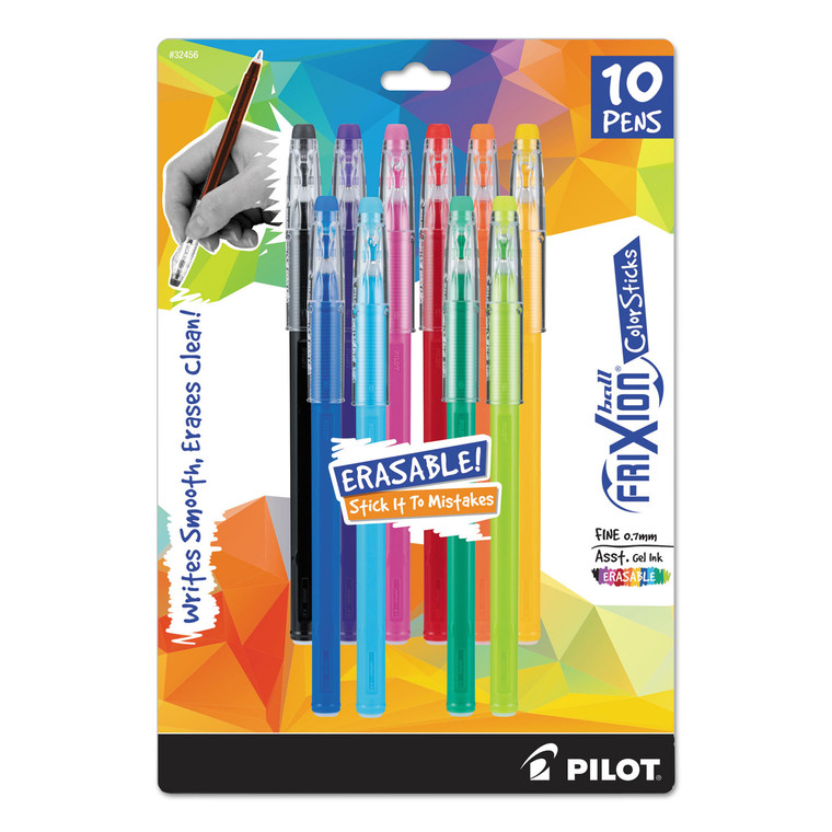 Frixion Colorsticks Erasable Gel Pen, Stick, Fine 0.7 Mm, Assorted Ink And Barrel Colors, 10/pack - PIL32456