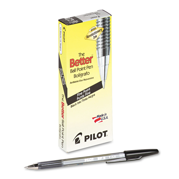 Better Ballpoint Pen, Stick, Fine 0.7 Mm, Black Ink, Smoke Barrel, Dozen - PIL35011