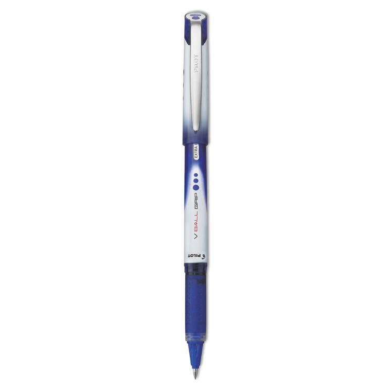 Vball Grip Liquid Ink Roller Ball Pen, Stick, Extra-Fine 0.5 Mm, Blue Ink, Blue/white Barrel, Dozen - PIL35471