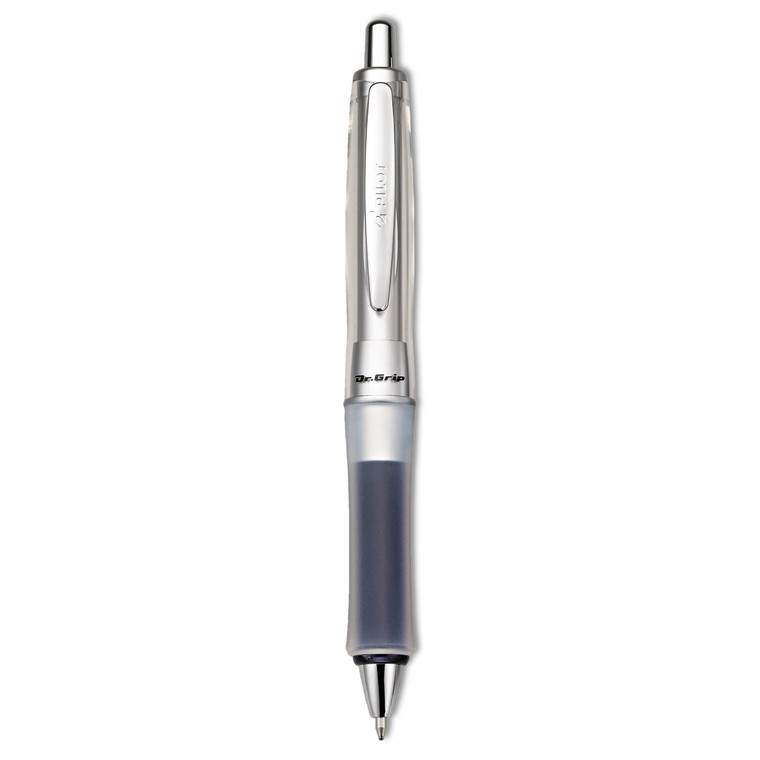 Dr. Grip Center Of Gravity Ballpoint Pen, Retractable, Medium 1 Mm, Black Ink, Silver/charcoal Grip Barrel - PIL36180