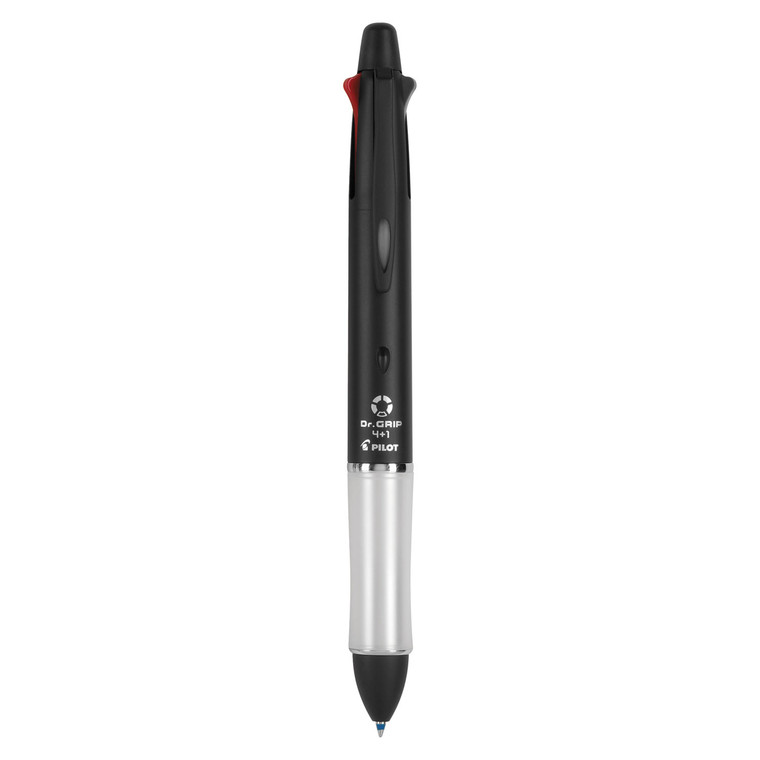 Dr. Grip 4 + 1 Multi-Color Ballpoint Pen/pencil, Retractable, 0.7 Mm Pen/0.5mm Pencil, Black/blue/green/red Ink, Black Barrel - PIL36220