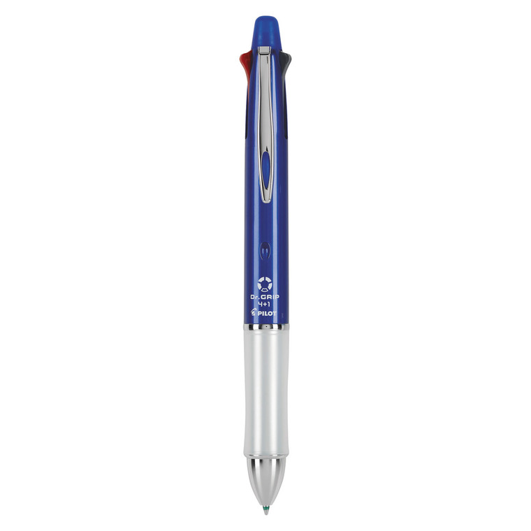 Dr. Grip 4 + 1 Multi-Color Ballpoint Pen/pencil, Retractable, 0.7 Mm Pen/0.5 Mm Pencil, Black/blue/green/red Ink, Blue Barrel - PIL36221